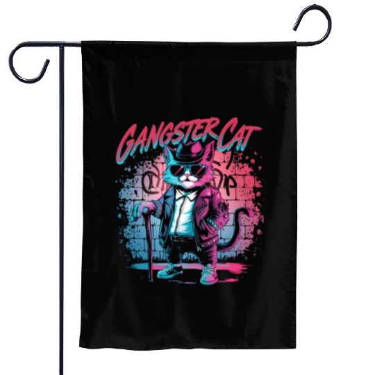 Gangster cat Garden Flags