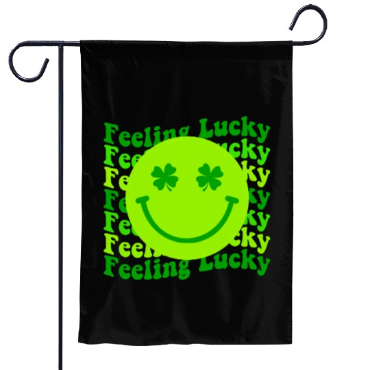 Irish Clover Feeling Lucky Smiling Face Garden Flags