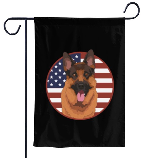 German Shepherd US Flag Dog Owner Garden Flags
