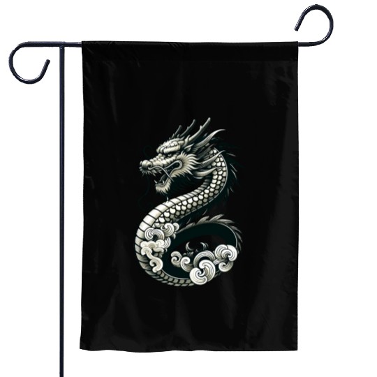 Moonlit Serenity of the Silver Dragon Garden Flags