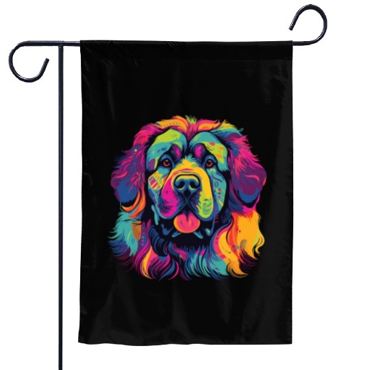 Watercolor Colorful Tibetan Mastiff Garden Flags
