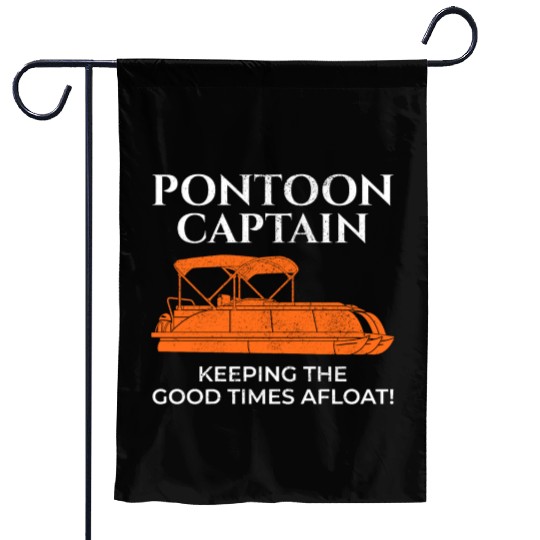 Pontoon Boat Captain Boating Cruise Fishing Funny Garden Flags