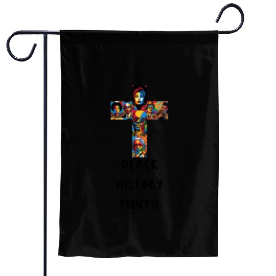 Cross and Black History Month Garden Flags
