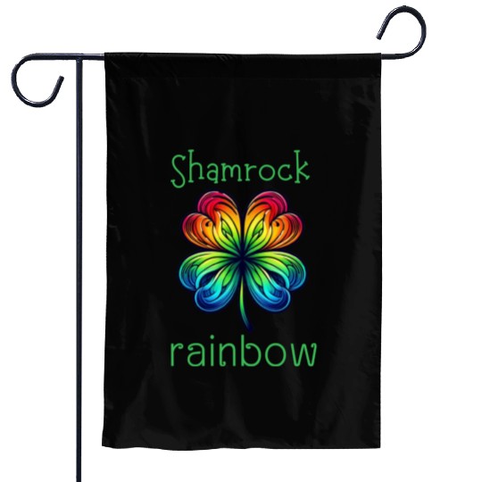 LUCKY Shamrock Rainbow Garden Flags