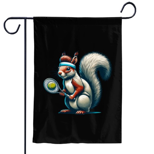 Tennis Player Squirrel Animal Lover Design Garden Flags