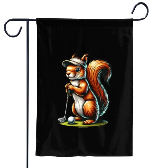 Golf Sports Squirrel Animal Lover Design Garden Flags