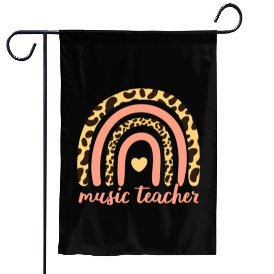 Music Teacher II - Leopard Rainbow Garden Flags