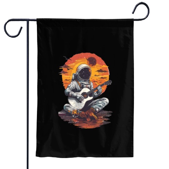 Astronaut Guitar Player Space Music Lover Garden Flags