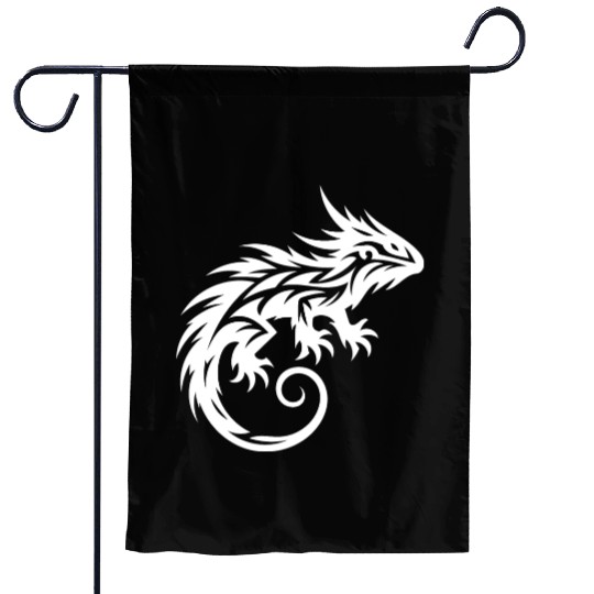 Shaggy Bearded Dragon Tribal Dragon Tattoo Garden Flags