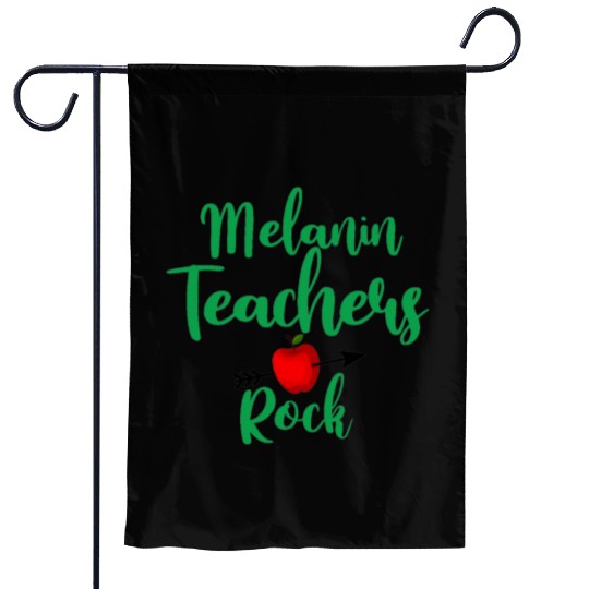 melanin teacher rock for light Garden Flags