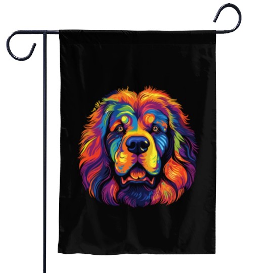 Watercolor Colorful Tibetan Mastiff Garden Flags