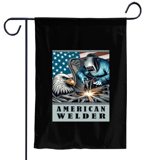 American Welder USA Flag Eagle Weld Garden Flags