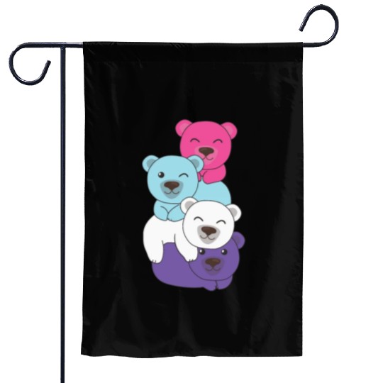 Multisexual Flag Pride Lgbtq Cute Bears Pile Garden Flags