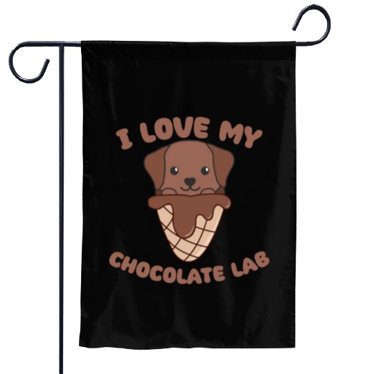 I Love My Chocolate Lab Animal In Ice Cream Cone Garden Flags