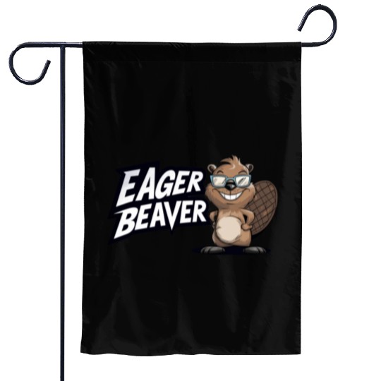 Cute Eager Beaver Garden Flags