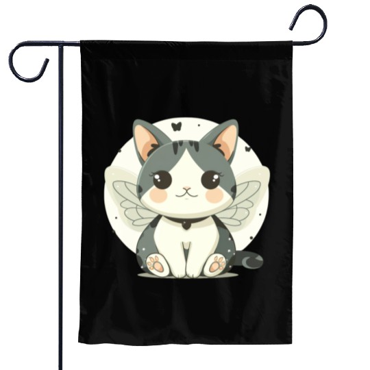 Kawaii Cat-Butterfly Garden Flags