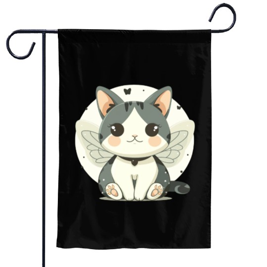 Kawaii Cat-Butterfly Garden Flags