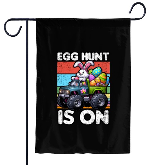 EGG HUNT IS ON EASTER Garden Flags