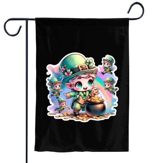Saint Patrick's Day Chibi Leprechauns Garden Flags