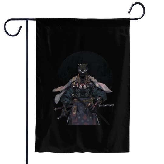 Anime Panther Warrior Samurai katana Garden Flags
