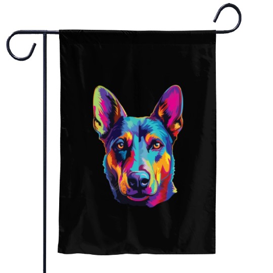 Watercolor Colorful Australian Kelpie Garden Flags
