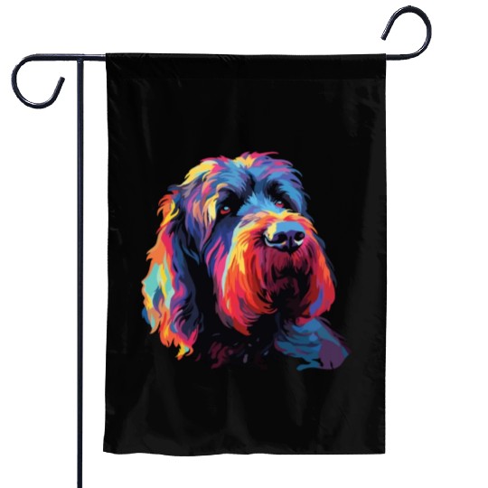 Colorful Russian Black Terrier Garden Flags