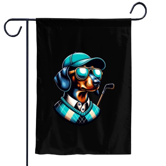 Dachshund Golfer Dog Owner Golfing Wiener Design Garden Flags