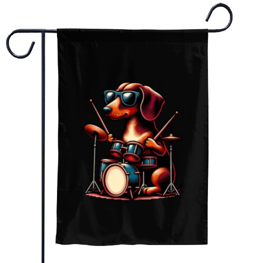 Dachshund Drummer Wiener Dog Design Garden Flags