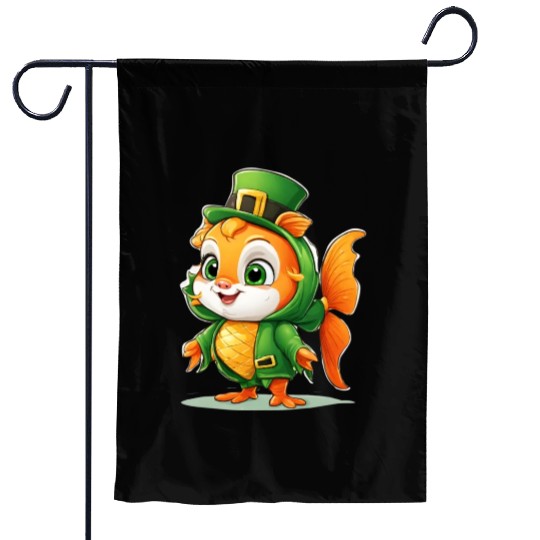 Lucky Fin: St. Patrick's Cute Fish Design Vibrant Garden Flags