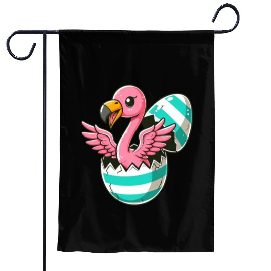 Flamingo Hatching from Easter Egg Easter Surprise Garden Flags