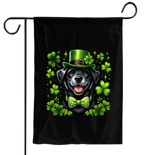 Happy St Patrick's Day Lab Black Labrador Pet Dog Garden Flags