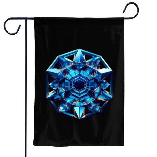 Sapphire Abstract Crystal Garden Flags