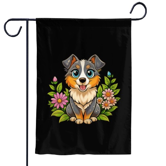 Sweet Australian Shepherd dog Garden Flags