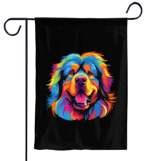 Watercolor Colorful Tibetan Mastiff Garden Flags