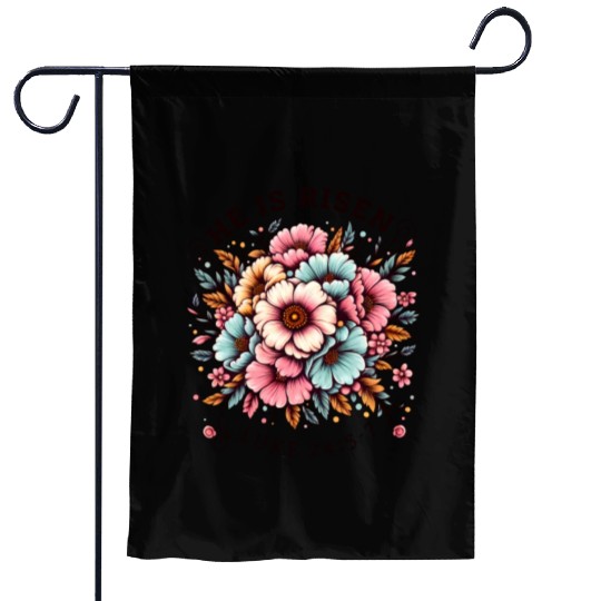 He is Risen Floral Easter Christian Duo Garden Flags