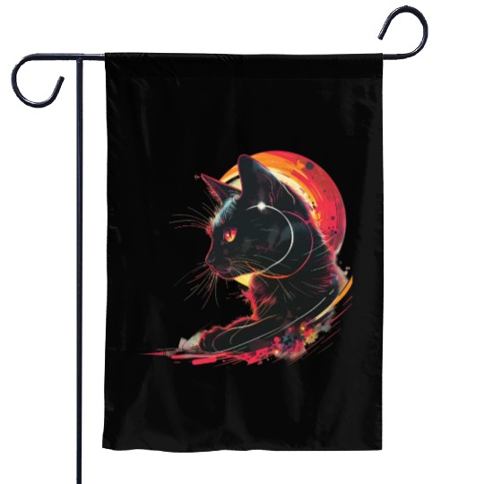 Solar Eclipse with Cat Garden Flags