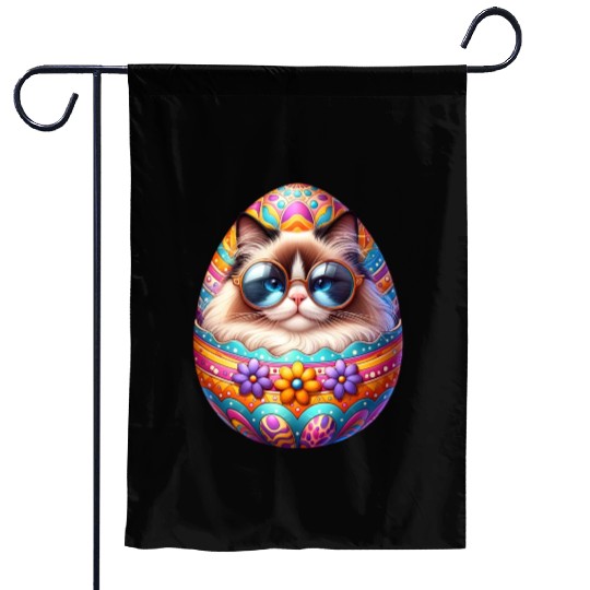 Ragdoll Cat in Easter Egg Design Garden Flags