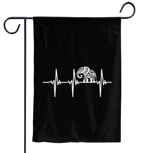 Heartbeat For Elegant Tribal Elephant Tattoo Garden Flags