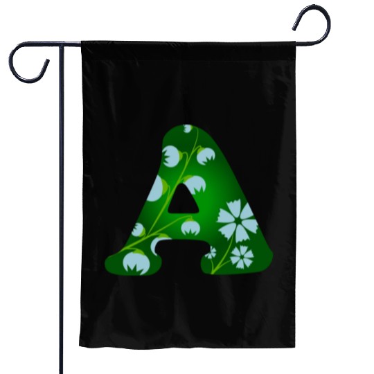 Monogram with capital letter A and bellflowers Garden Flags