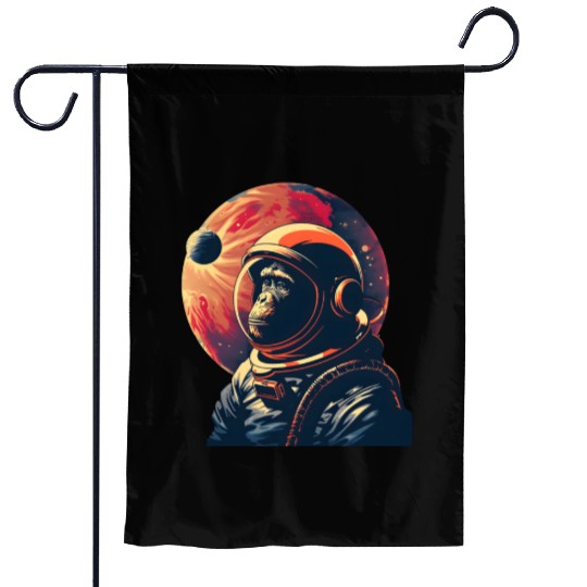 Space Vintage Travel Astronaut Monkey Garden Flags