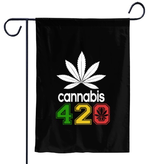 Humorous 420 Authentic Herb Weed Marijuana Design Garden Flags