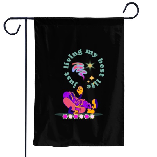 Purple Retro Hotdog Illustration Garden Flags