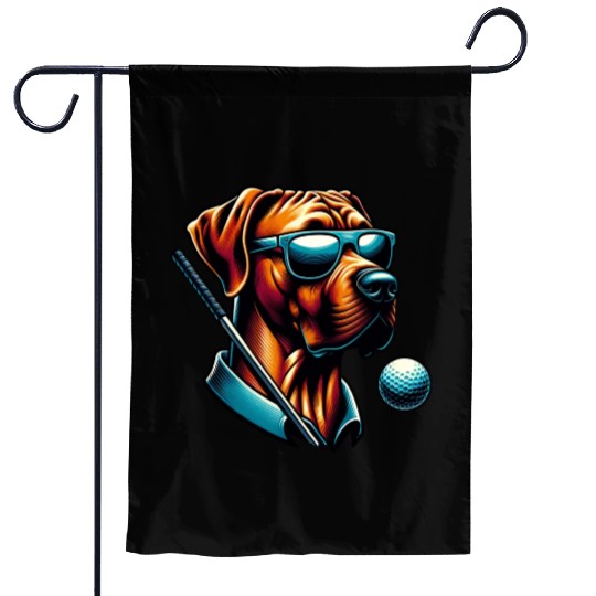 Rhodesian Ridgeback Golfer Golf Course Dog Owner Garden Flags