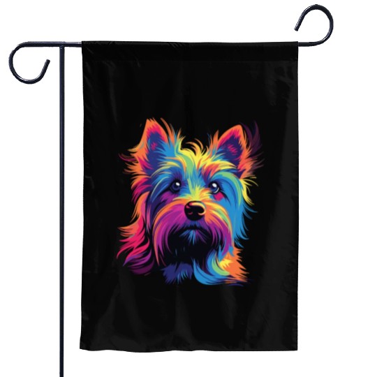 Watercolor Colorful Australian Silky Terrier Garden Flags