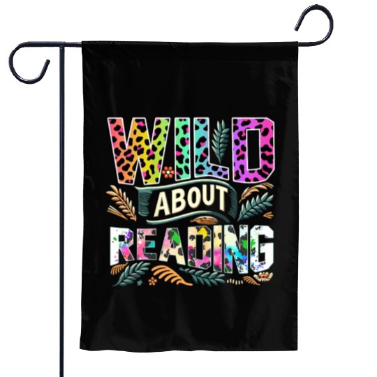 Wild About Reading Books Library Day Bookworm Garden Flags