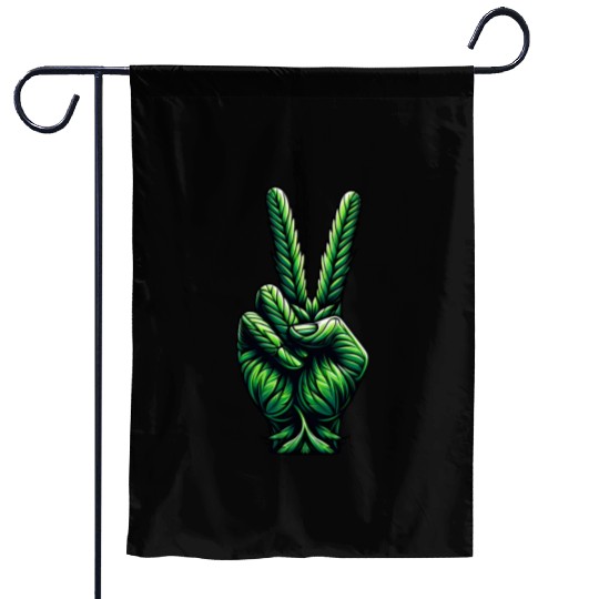 Hemp Legalization Peace Sign Garden Flags