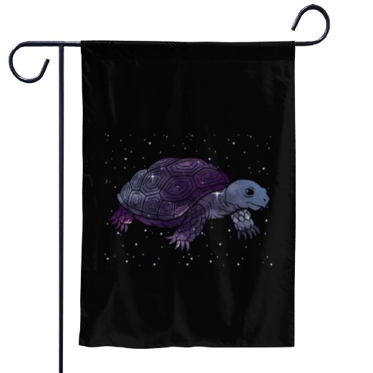 Galactic Turtle Journey Under Starlight Garden Flags