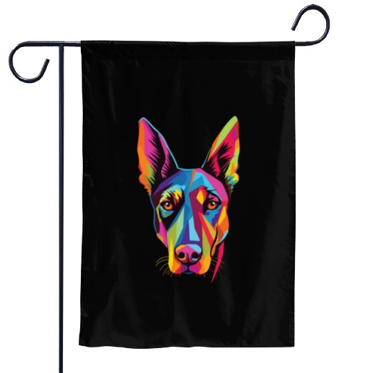 Watercolor Colorful Doberman Pinscher Garden Flags