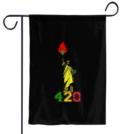 Humoristic 420 Liberty Herb Weed Marijuana Design Garden Flags