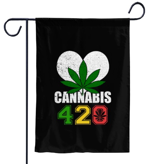 Sidesplitting 420 Love Herb Weed Marijuana Design Garden Flags